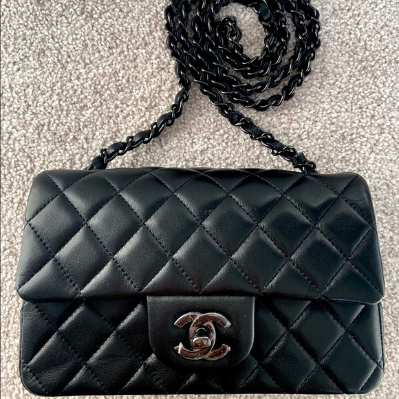 FULL SET - CHANEL Mini Classic Handbag (“So Black” - 21B) - Picture 2 of 16